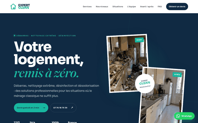 Aperçu animé du site Expert Clean