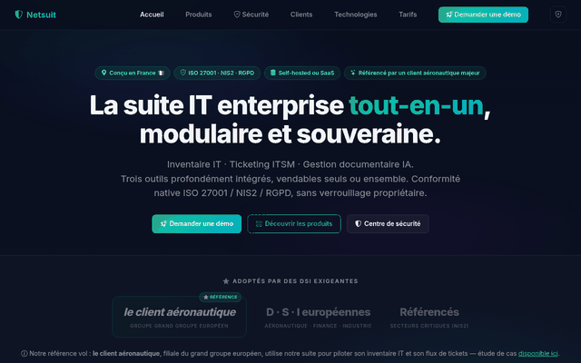 Aperçu animé du site Netsuit